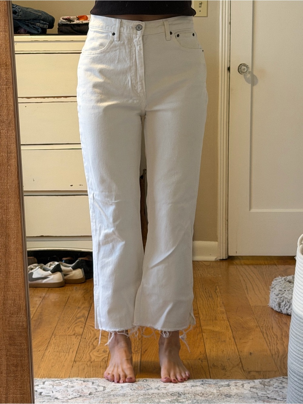 Abercrombie Ultra High Rise Kick Flare White Jeans